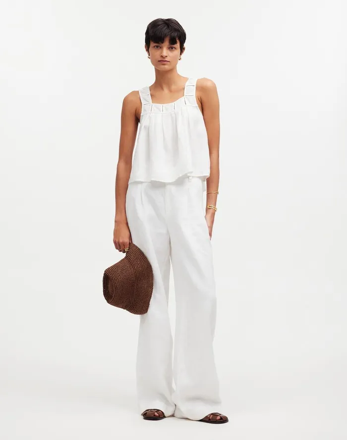 Women Tops and Shirts Madewell Embroidered ALine Top In 100 Linen