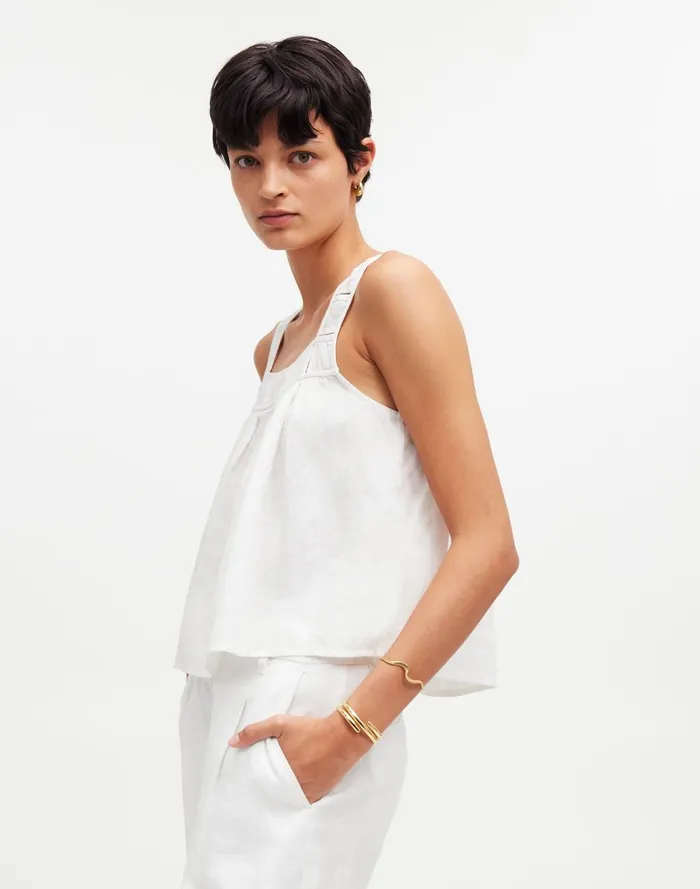 Women Tops and Shirts Madewell Embroidered ALine Top In 100 Linen