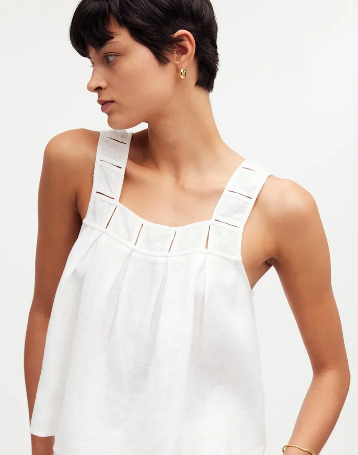 Women Tops and Shirts Madewell Embroidered ALine Top In 100 Linen
