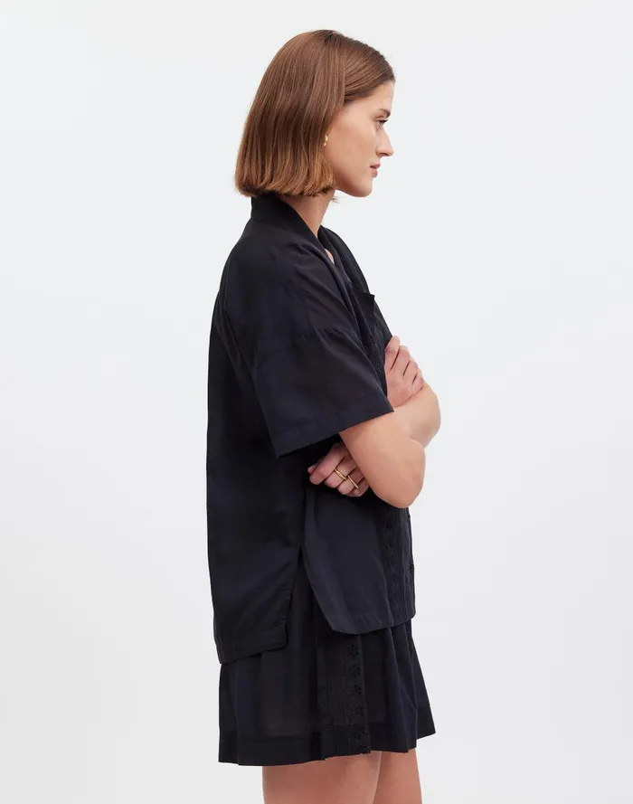 Women Tops and Shirts Madewell Embroidered ButtonFront CoverUp Shirt