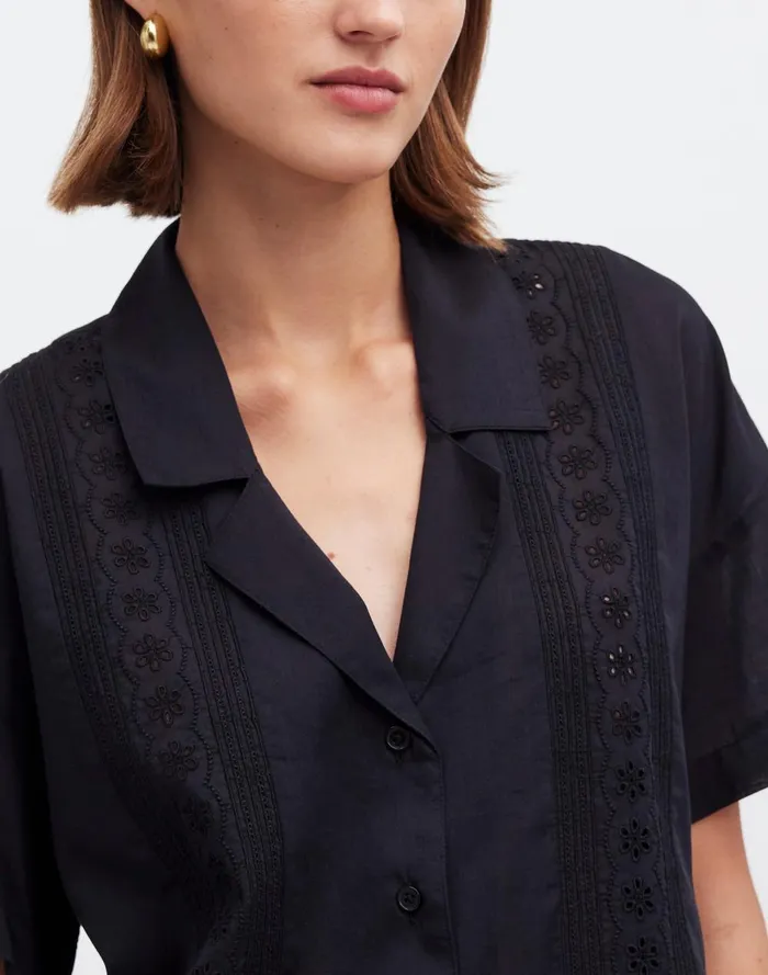 Women Tops and Shirts Madewell Embroidered ButtonFront CoverUp Shirt