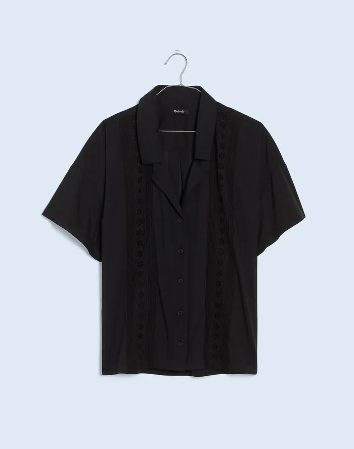 Women Tops and Shirts Madewell Embroidered ButtonFront CoverUp Shirt