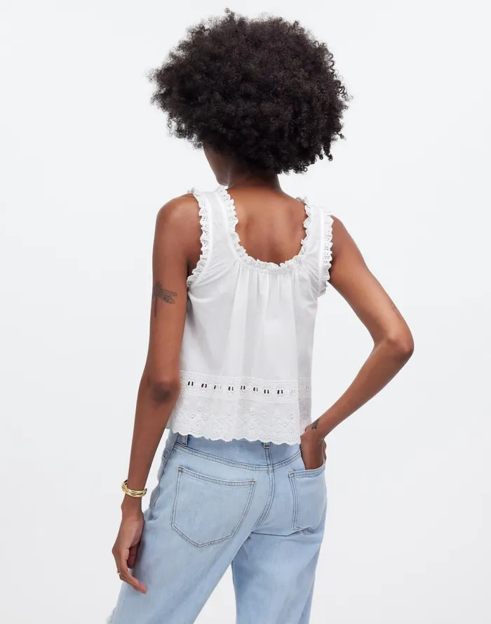 Women Tops and Shirts Madewell Embroidered RuffleTrim Top