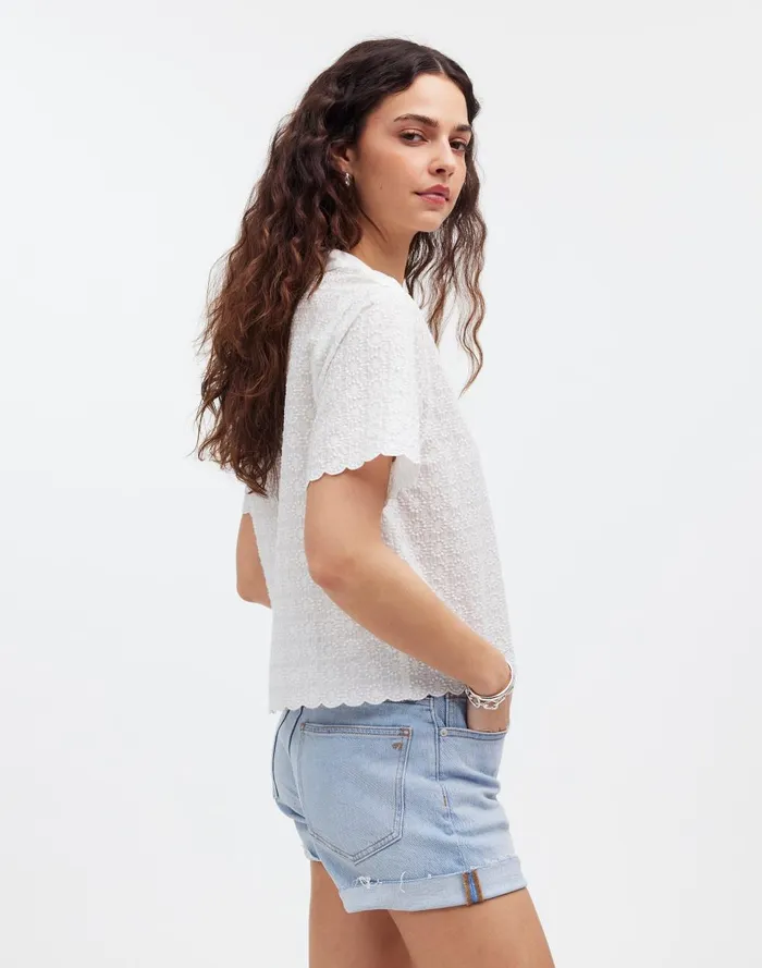 Women Tops and Shirts Madewell Embroidered SemiSheer Resort Shirt