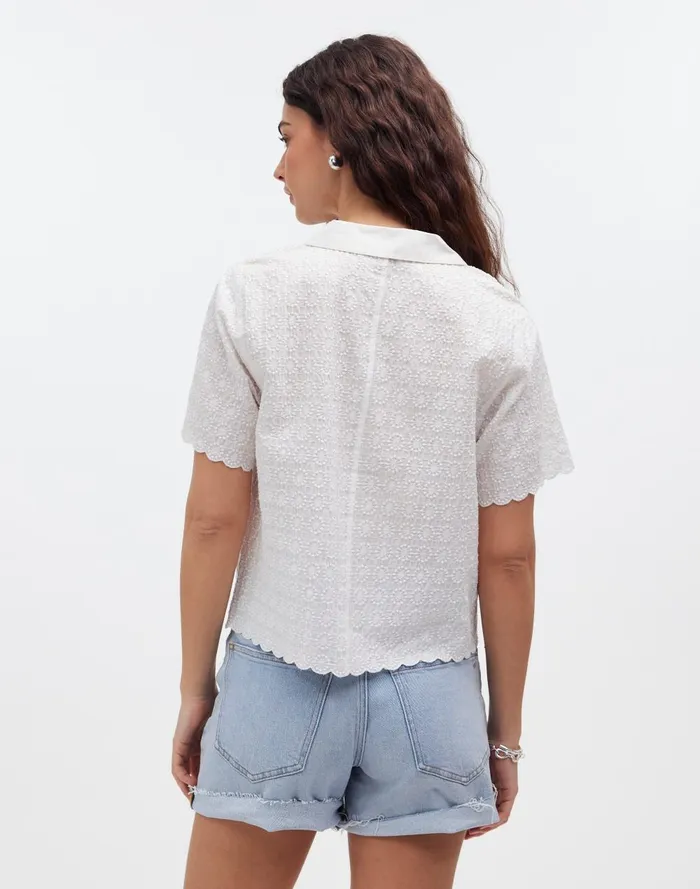 Women Tops and Shirts Madewell Embroidered SemiSheer Resort Shirt