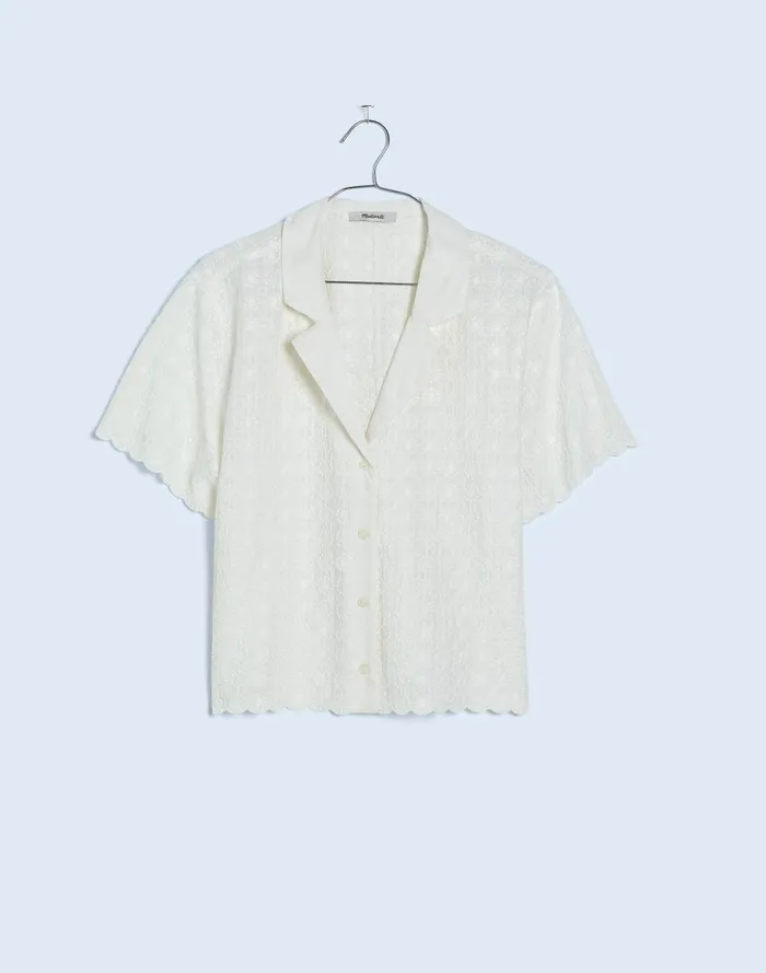 Women Tops and Shirts Madewell Embroidered SemiSheer Resort Shirt