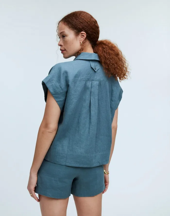 Women Tops and Shirts Madewell FlapPocket ButtonUp Shirt In 100 Linen
