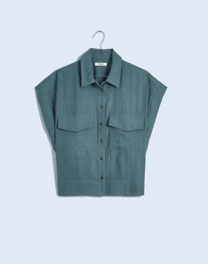 Women Tops and Shirts Madewell FlapPocket ButtonUp Shirt In 100 Linen