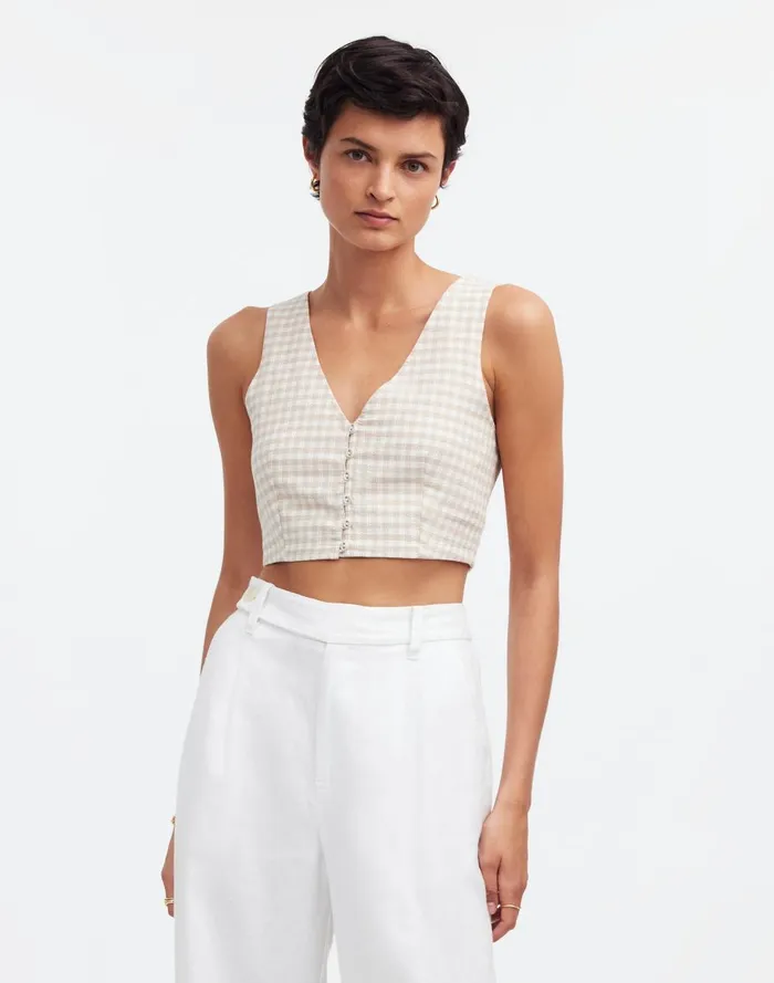 Women Tops and Shirts Madewell Gwen Crop Vest Top In Check