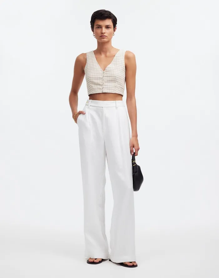 Women Tops and Shirts Madewell Gwen Crop Vest Top In Check