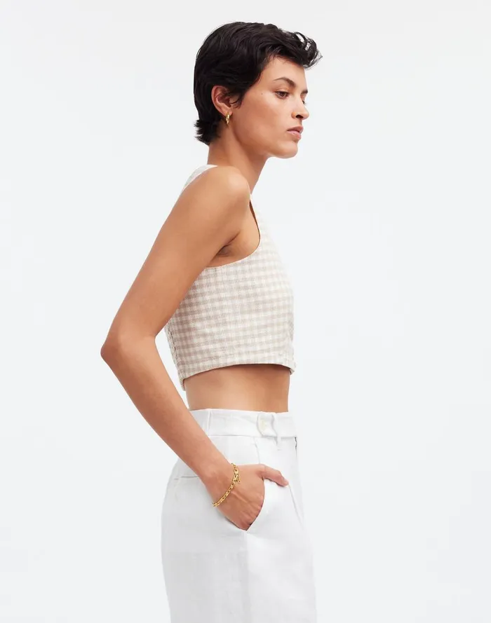 Women Tops and Shirts Madewell Gwen Crop Vest Top In Check