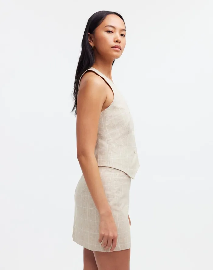 Women Tops and Shirts Madewell Linen Vest Top In Plaid