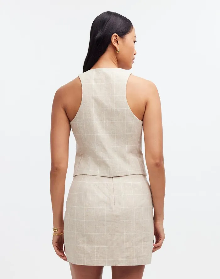 Women Tops and Shirts Madewell Linen Vest Top In Plaid