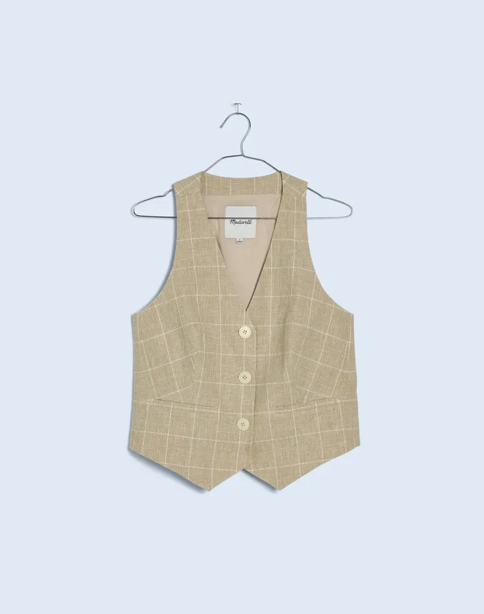 Women Tops and Shirts Madewell Linen Vest Top In Plaid