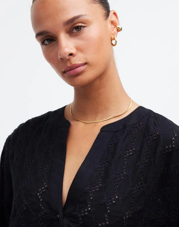 Women Tops and Shirts Madewell LongSleeve Popover Top In Eyelet