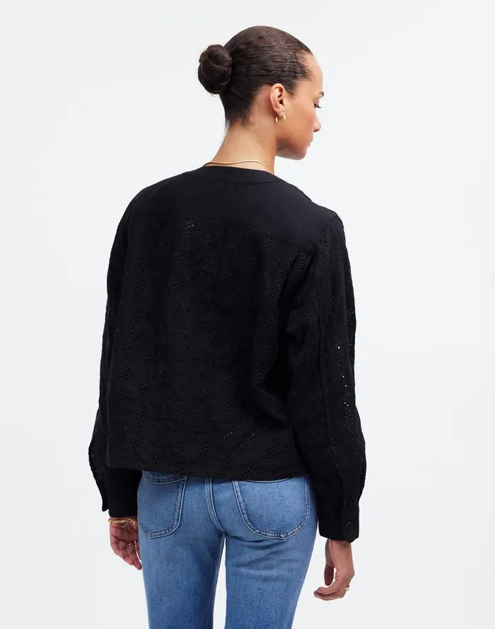 Women Tops and Shirts Madewell LongSleeve Popover Top In Eyelet