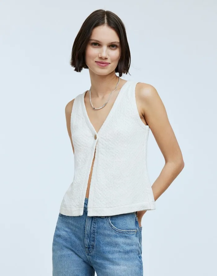 Women Tops and Shirts Madewell Pointelle SingleButton Vest