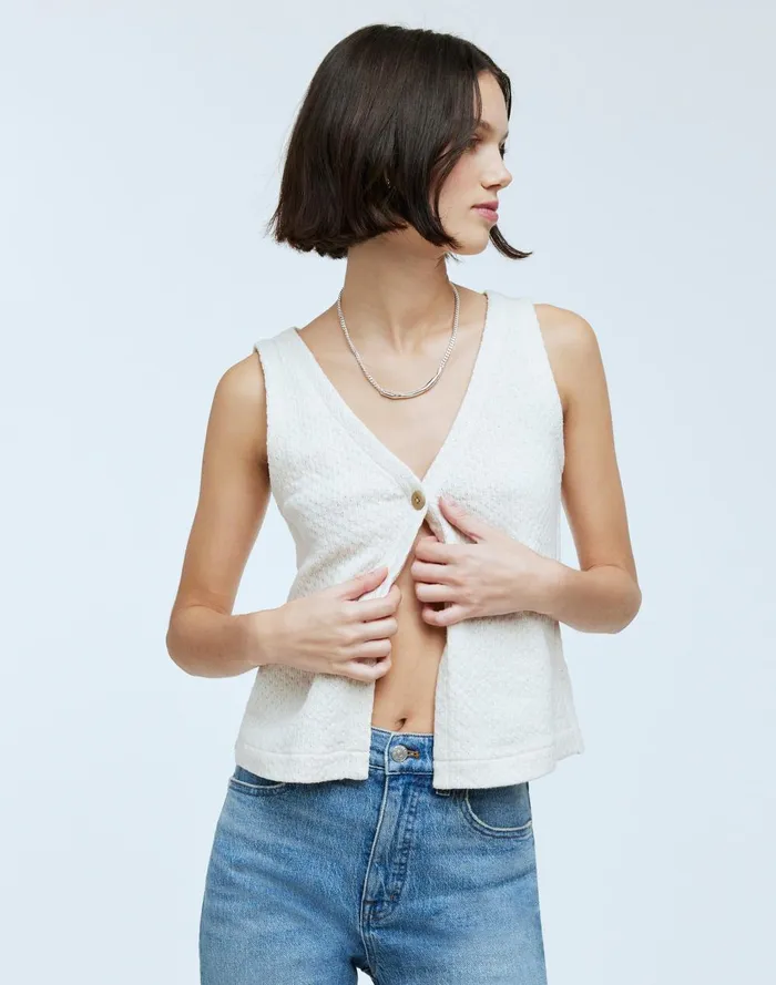 Women Tops and Shirts Madewell Pointelle SingleButton Vest