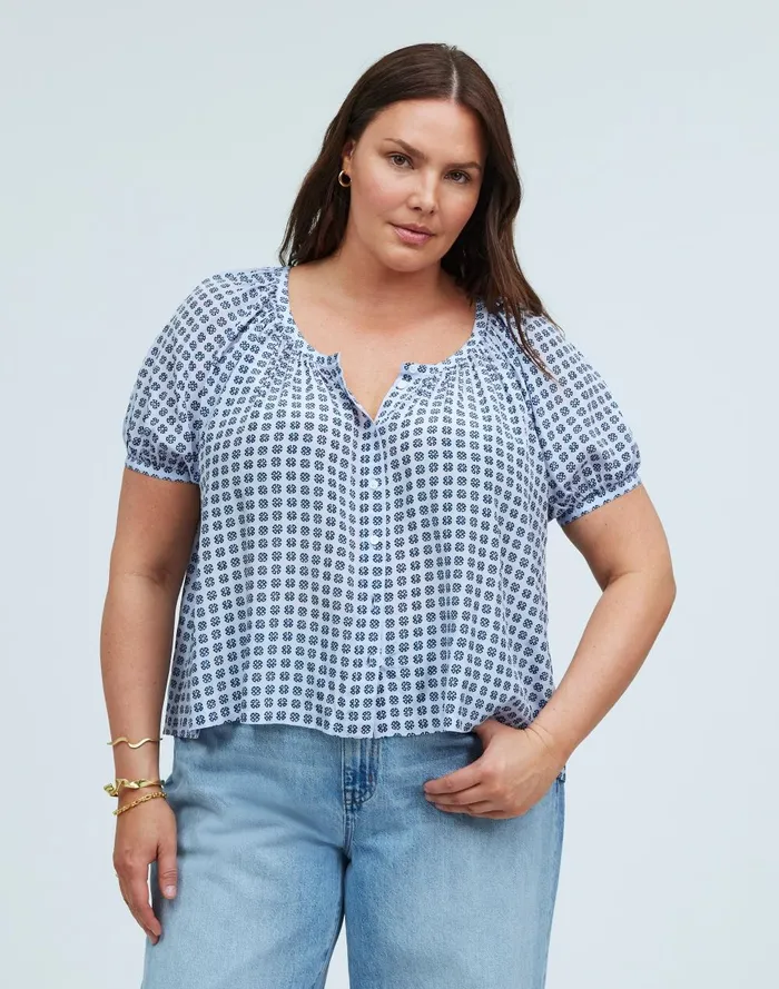Women Tops and Shirts Madewell PuffSleeve ALine Top
