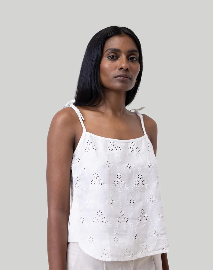 Women Tops and Shirts Madewell Reistor Embroidered Crop Camisole