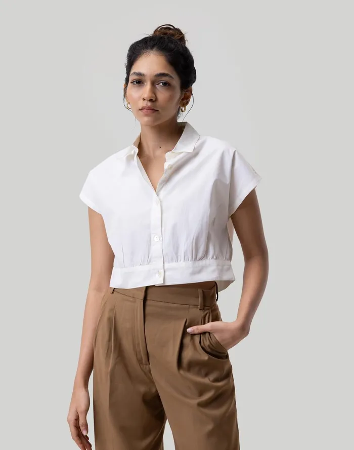 Women Tops and Shirts Madewell Reistor Oversized Crop Shirt