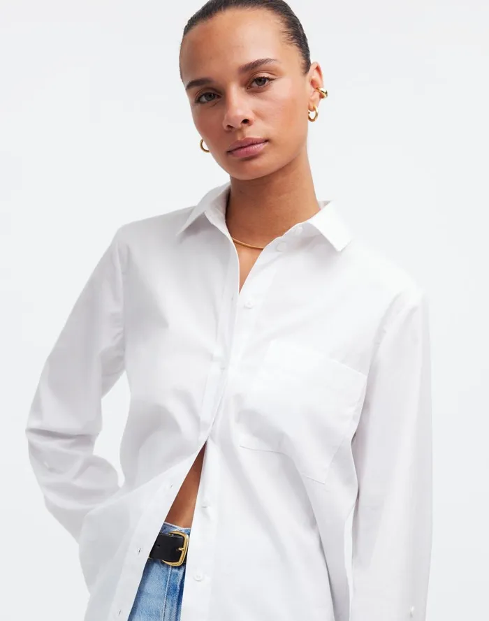 Women Tops and Shirts Madewell Relaxed ButtonFront Shirt In Poplin
