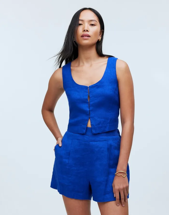 Women Tops and Shirts Madewell Scoopneck Crop Tank In 100 Linen