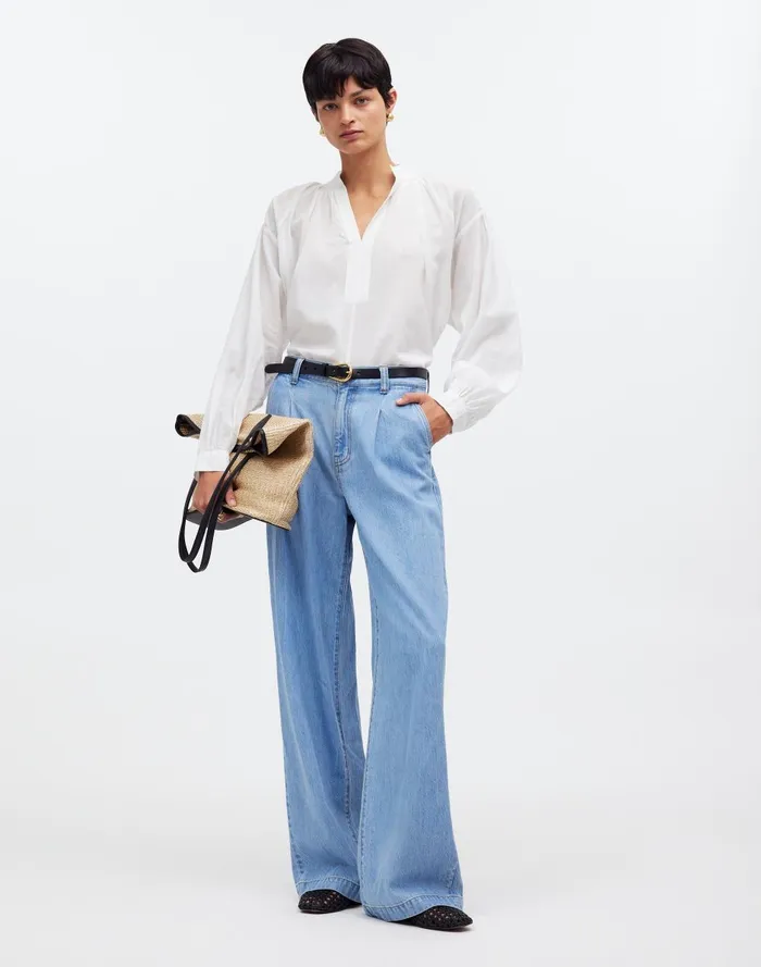 Women Tops and Shirts Madewell Shirred LongSleeve Top