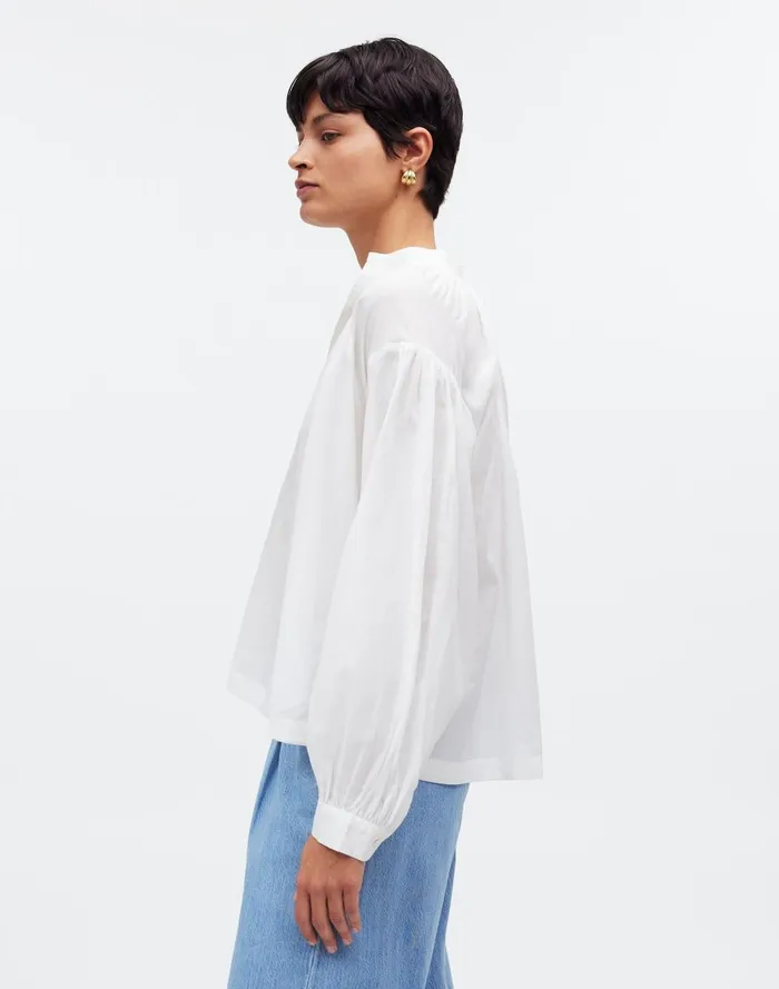Women Tops and Shirts Madewell Shirred LongSleeve Top
