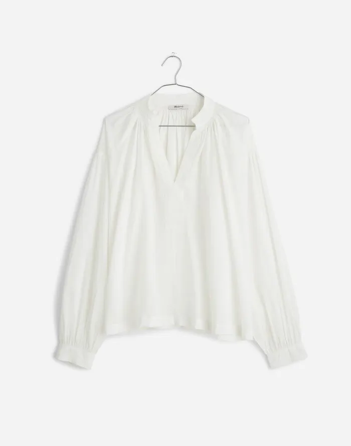 Women Tops and Shirts Madewell Shirred LongSleeve Top