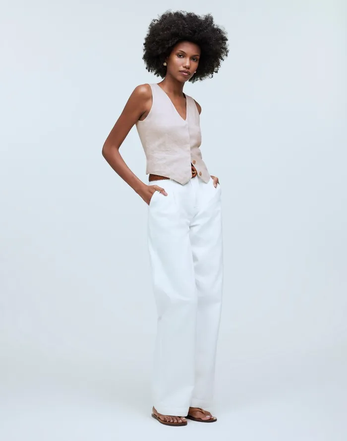 Women Tops and Shirts Madewell SingleBreasted Vest In 100 Linen