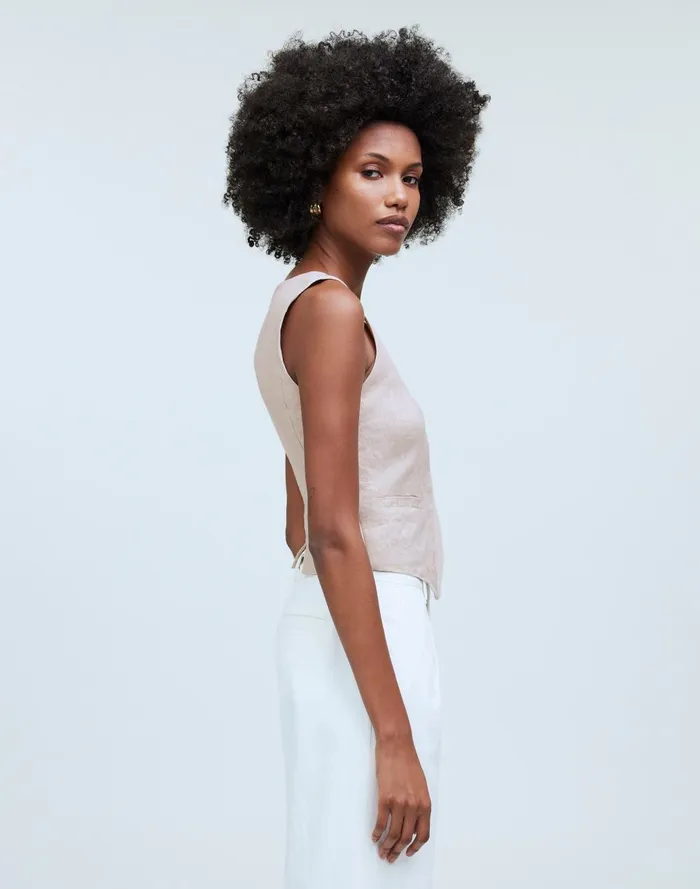 Women Tops and Shirts Madewell SingleBreasted Vest In 100 Linen