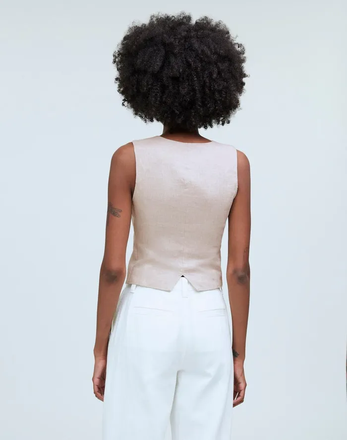 Women Tops and Shirts Madewell SingleBreasted Vest In 100 Linen