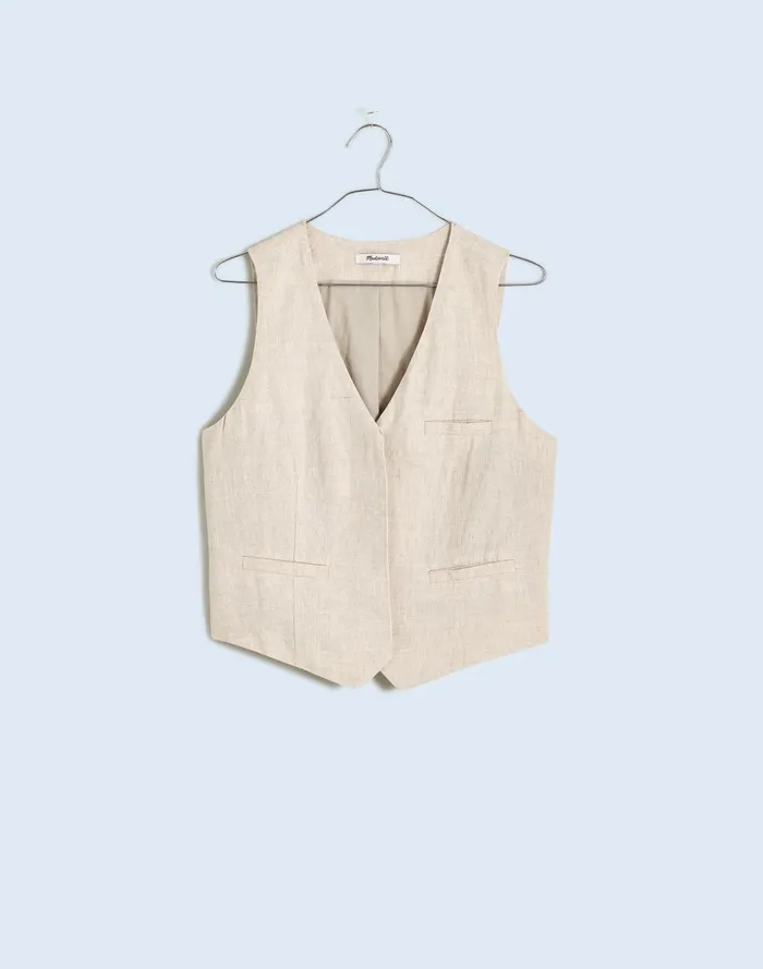 Women Tops and Shirts Madewell SingleBreasted Vest In 100 Linen
