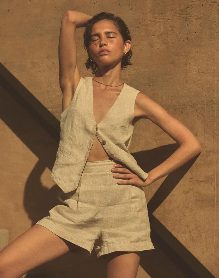 Women Tops and Shirts Madewell SingleBreasted Vest In 100 Linen
