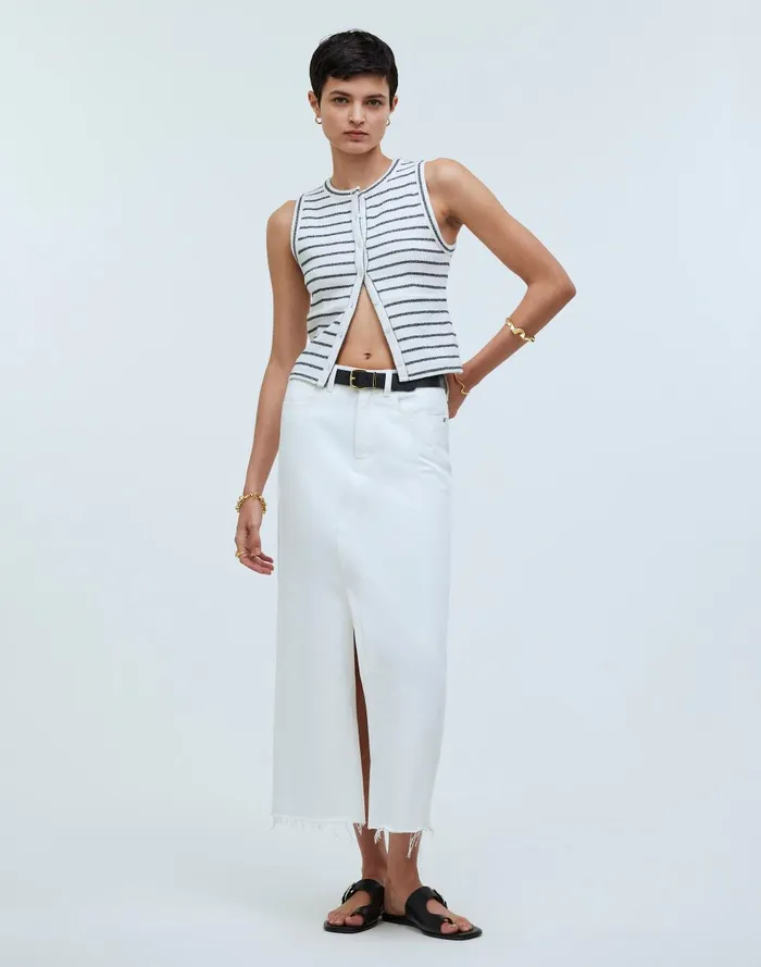 Women Tops and Shirts Madewell SplitCrewneck Cardigan Tank