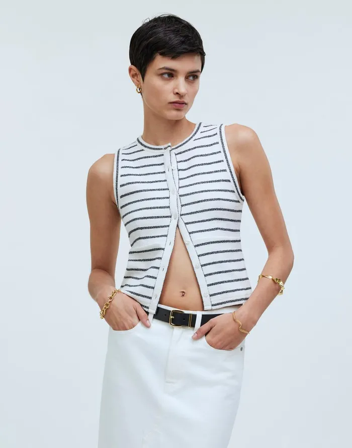 Women Tops and Shirts Madewell SplitCrewneck Cardigan Tank