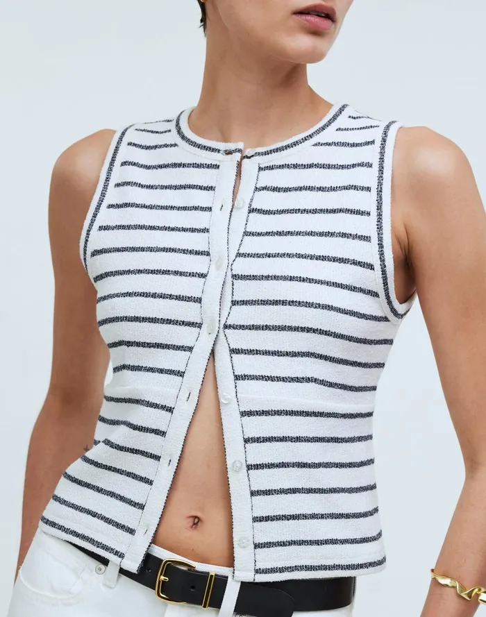 Women Tops and Shirts Madewell SplitCrewneck Cardigan Tank