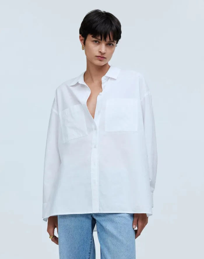 Women Tops and Shirts Madewell The Oversized Straight Hem Shirt In Signature Poplin