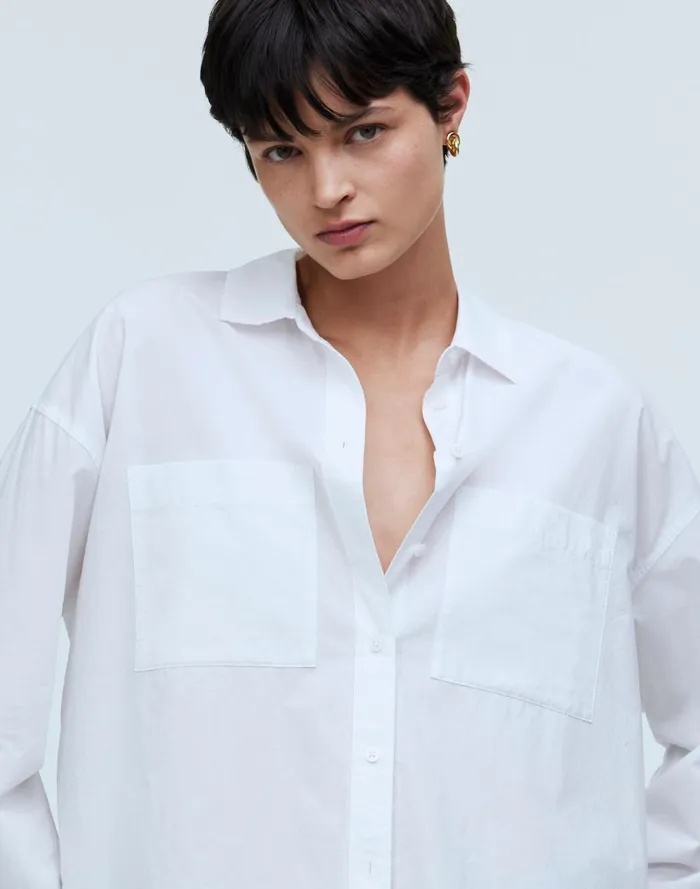 Women Tops and Shirts Madewell The Oversized Straight Hem Shirt In Signature Poplin