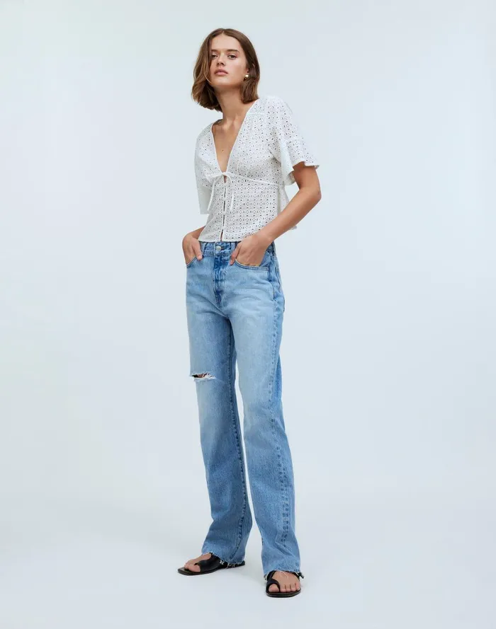 Women Tops and Shirts Madewell TieFront Top In Eyelet