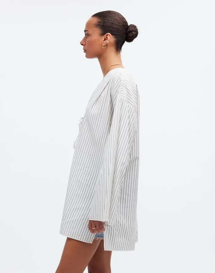 Women Tops and Shirts Madewell TieNeck CoverUp Tunic In Stripe