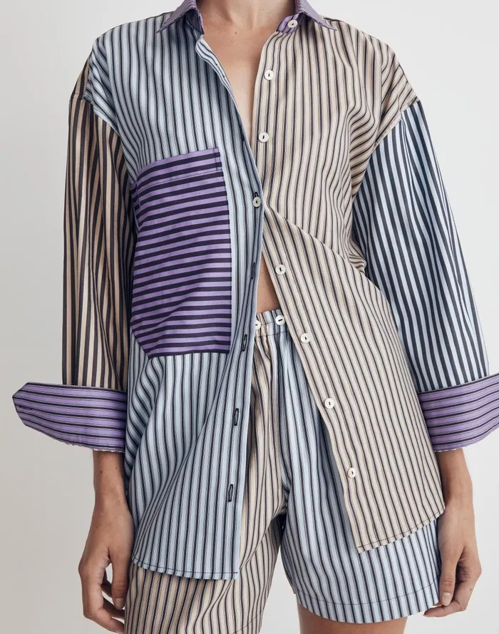 Women Tops and Shirts Madewell X CHAVA StripePlay Oversized Shirt