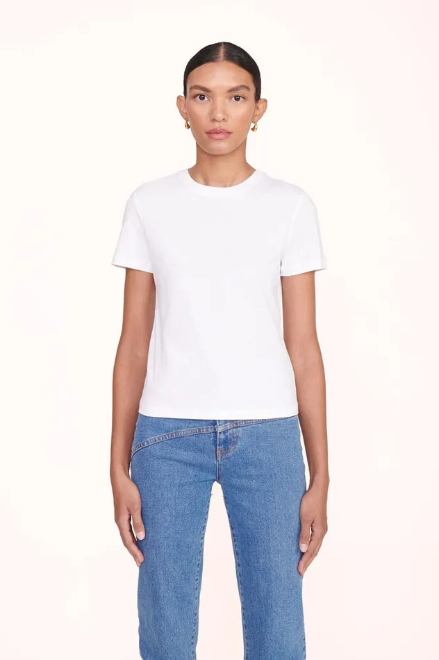 Women Tops STAUD CREW NECK T SHIRT WHITE