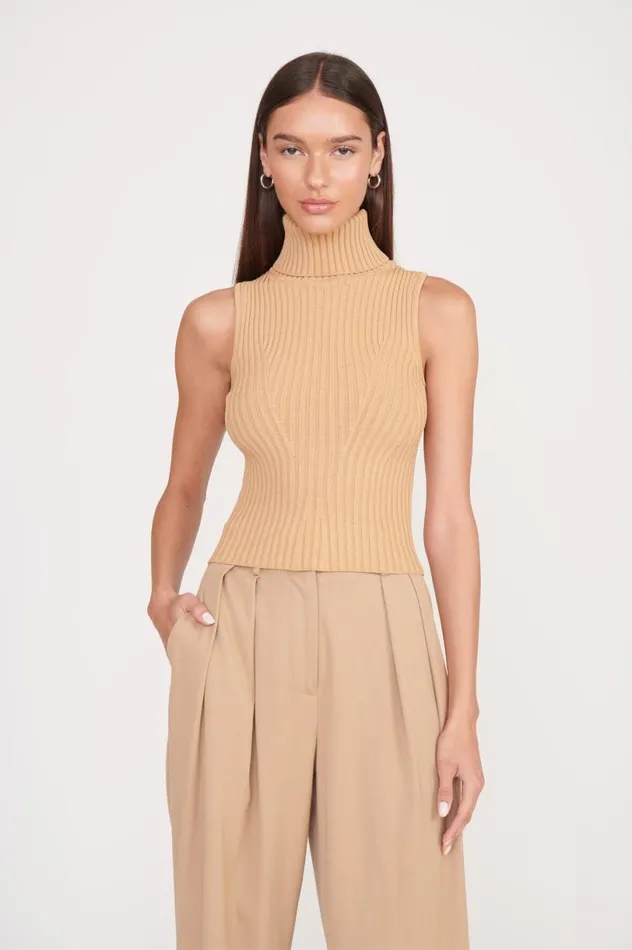 Women Tops STAUD STAUD CALLUM TOP CAMEL Women Tops STAUD STAUD CALLUM TOP CAMEL