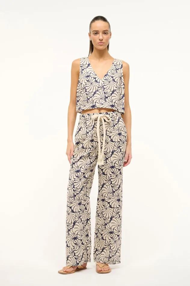Women Tops STAUD STAUD CATANIA TOP NAVY SCALLOP BLOCK PRINT Women Tops STAUD STAUD CATANIA TOP NAVY SCALLOP BLOCK PRINT