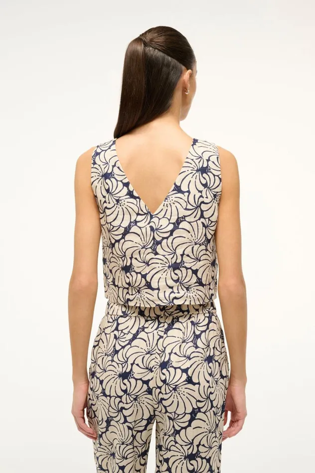 Women Tops STAUD STAUD CATANIA TOP NAVY SCALLOP BLOCK PRINT Women Tops STAUD STAUD CATANIA TOP NAVY SCALLOP BLOCK PRINT