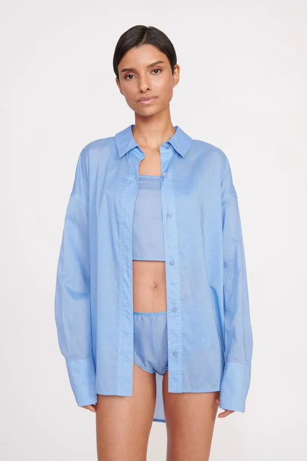 Women Tops STAUD STAUD CHAMOMILE SHIRT AZURE