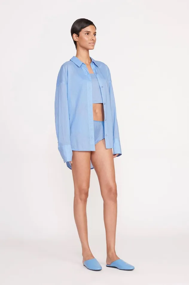 Women Tops STAUD STAUD CHAMOMILE SHIRT AZURE Women Tops STAUD STAUD CHAMOMILE SHIRT AZURE