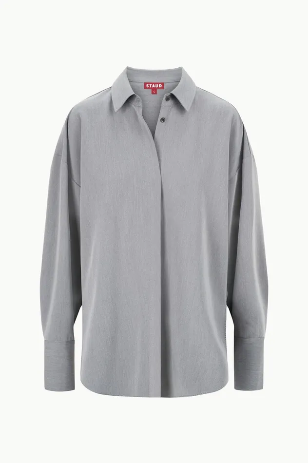 Women Tops STAUD STAUD COLTON SHIRT HEATHER GREY SUITING Women Tops STAUD STAUD COLTON SHIRT HEATHER GREY SUITING